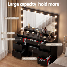 Load image into Gallery viewer, Artiss Dressing Table Vanity Desk Set Stool 12 Led Bulbs Black
