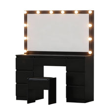 Load image into Gallery viewer, Artiss Dressing Table Vanity Desk Set Stool 12 Led Bulbs Black
