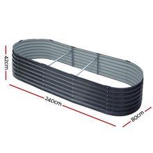 Load image into Gallery viewer, Green Fingers Garden Bed 240X80X42cm Oval Planter Box Raised Container Galvanised
