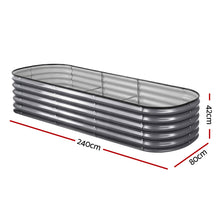 Load image into Gallery viewer, Green Fingers 3 Pcs Raised Garden Bed Kit Oval Galvanized Steel Planter Boxes 240x80x42cm, Heavy Duty Metal Elevated Garden Bed for Vegetables Flowers Herbs, with Safety Edging, Gloves &amp; Pegs Included
