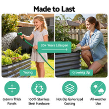 Load image into Gallery viewer, Green Fingers 3 Pcs Raised Garden Bed Kit Oval Galvanized Steel Planter Boxes 240x80x42cm, Heavy Duty Metal Elevated Garden Bed for Vegetables Flowers Herbs, with Safety Edging, Gloves &amp; Pegs Included
