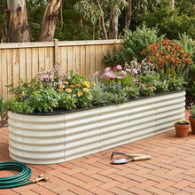 Load image into Gallery viewer, Green Fingers Oval Raised Garden Bed Galvanised Planter Box Rust Resistant 240x60x45cm White

