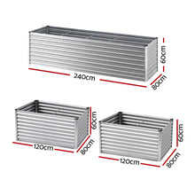 Load image into Gallery viewer, Green Fingers Raised Garden Bed 2 in 1 Modular Galvanised Planter Box Rust Resistant 240x80x60cm
