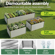 Load image into Gallery viewer, Green Fingers Raised Garden Bed 2 in 1 Modular Galvanised Planter Box Rust Resistant 240x80x60cm
