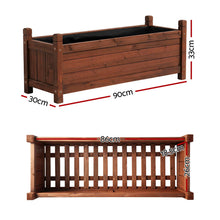 Load image into Gallery viewer, Green Fingers Garden Bed Wooden Planter Box Raised Container Growing 90x30x33cm Brown
