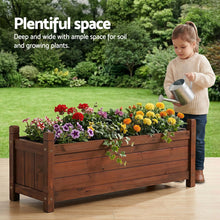 Load image into Gallery viewer, Green Fingers Garden Bed Wooden Planter Box Raised Container Growing 90x30x33cm Brown

