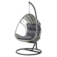 Load image into Gallery viewer, Gardeon Outdoor Egg Swing Chair Wicker Furniture Pod Stand Armrest Light Grey
