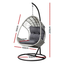 Load image into Gallery viewer, Gardeon Outdoor Egg Swing Chair Wicker Furniture Pod Stand Armrest Light Grey

