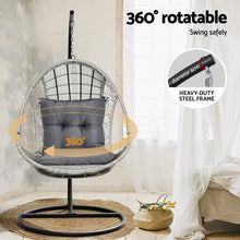 Load image into Gallery viewer, Gardeon Outdoor Egg Swing Chair Wicker Furniture Pod Stand Armrest Light Grey
