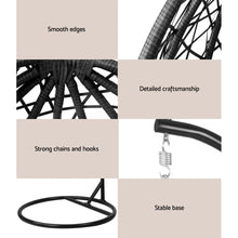 Load image into Gallery viewer, Gardeon Outdoor Egg Swing Chair Wicker Rattan Furniture Pod Stand Cushion Grey
