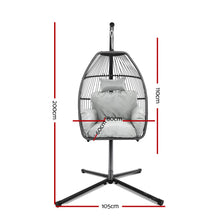 Load image into Gallery viewer, Gardeon Outdoor Egg Swing Chair Wicker Rope Furniture Pod Stand Cushion Grey
