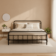 Load image into Gallery viewer, Artiss Bed Frame Metal Bed Frame LEO - Queen (Black) - The White Mall
