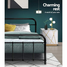 Load image into Gallery viewer, Artiss Bed Frame Metal Bed Frame LEO - Queen (Black) - The White Mall

