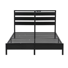 Load image into Gallery viewer, Artiss Bed Frame Queen Size LED Metal Bed Base with Charging Station
