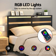 Load image into Gallery viewer, Artiss Bed Frame Queen Size LED Metal Bed Base with Charging Station
