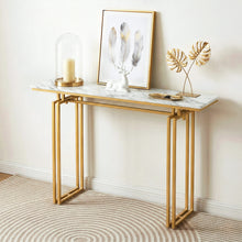Load image into Gallery viewer, Artiss Console Table Hallway Entryway Table Marble Effect 110CM White &amp; Gold
