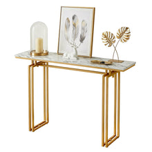Load image into Gallery viewer, Artiss Console Table Hallway Entryway Table Marble Effect 110CM White &amp; Gold
