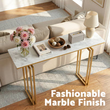 Load image into Gallery viewer, Artiss Console Table Hallway Entryway Table Marble Effect 110CM White &amp; Gold
