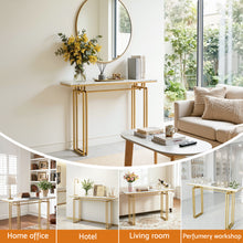 Load image into Gallery viewer, Artiss Console Table Hallway Entryway Table Marble Effect 110CM White &amp; Gold
