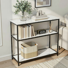 Load image into Gallery viewer, Artiss Console Table Marble Effect 3-Tier Sofa Entryway Side Table 90CM White
