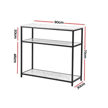 Load image into Gallery viewer, Artiss Console Table Marble Effect 3-Tier Sofa Entryway Side Table 90CM White
