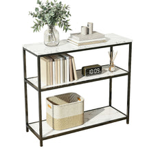 Load image into Gallery viewer, Artiss Console Table Marble Effect 3-Tier Sofa Entryway Side Table 90CM White
