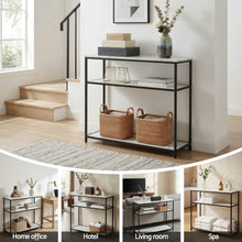 Load image into Gallery viewer, Artiss Console Table Marble Effect 3-Tier Sofa Entryway Side Table 90CM White
