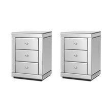 Load image into Gallery viewer, Artiss Set of 2 Bedside Table 3 Drawers Mirrored Glass - PRESIA Silver
