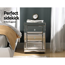 Load image into Gallery viewer, Artiss Set of 2 Bedside Table 3 Drawers Mirrored Glass - PRESIA Silver
