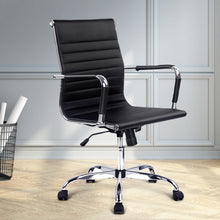 Load image into Gallery viewer, Artiss Office Chair Conference Chairs PU Leather Mid Back Black
