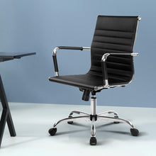 Load image into Gallery viewer, Artiss Office Chair Conference Chairs PU Leather Mid Back Black
