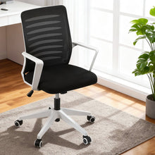 Load image into Gallery viewer, Artiss Ergonomic Office Chair Mesh Computer Desk Chairs with Lumbar Support, Height Adjustment Swivel Chair Mid Back for Home Office Study, Black and White - The White Mall
