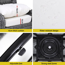 Load image into Gallery viewer, Gardeon 3PC Outdoor Furniture Bistro Set Lounge Wicker Swivel Chairs Table Cushion Grey
