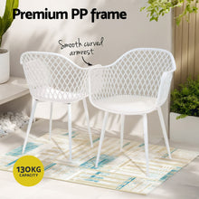 Load image into Gallery viewer, Gardeon 4PC Outdoor Dining Chairs PP Lounge Chair Patio Furniture Garden White
