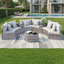 Load image into Gallery viewer, Gardeon 6 Seater Outdoor Sofa Set 9PCS Table Chair Set Garden Rattan Patio Furniture
