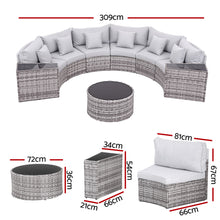 Load image into Gallery viewer, Gardeon 6 Seater Outdoor Sofa Set 9PCS Table Chair Set Garden Rattan Patio Furniture

