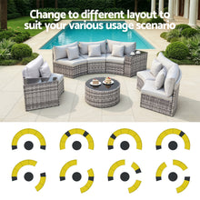 Load image into Gallery viewer, Gardeon 6 Seater Outdoor Sofa Set 9PCS Table Chair Set Garden Rattan Patio Furniture
