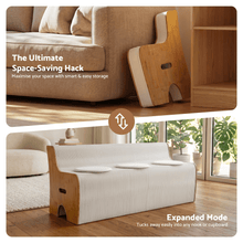 Load image into Gallery viewer, Artiss Folding Kraft Paper Sofa 3 Seater Accordion Bench with PU Leather Cushion Collapsible Couch 300kg Capacity 150x59x63cm - The White Mall
