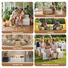 Load image into Gallery viewer, Artiss Folding Kraft Paper Sofa 3 Seater Accordion Bench with PU Leather Cushion Collapsible Couch 300kg Capacity 150x59x63cm - The White Mall
