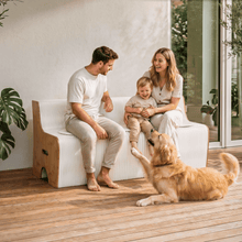 Load image into Gallery viewer, Artiss Folding Kraft Paper Sofa 3 Seater Accordion Bench with PU Leather Cushion Collapsible Couch 300kg Capacity 150x59x63cm - The White Mall
