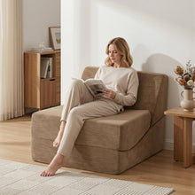 Load image into Gallery viewer, Artiss Folding Sofa Bed Convertible Armless Foam Floor Futon Lounger Couch Brown - The White Mall
