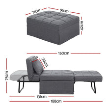 Load image into Gallery viewer, Artiss Sofa Bed Lounge Convertible Ottoman 1 Seater Couch Recliner Linen Grey - The White Mall
