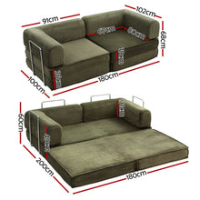 Load image into Gallery viewer, Artiss Convertible Folding Sofa Bed Green - The White Mall
