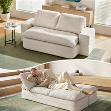 Load image into Gallery viewer, Artiss Convertible Folding Sofa Bed 30D High - Density Foam Boneless Couch with Corduroy Sleeper Couch Lounger for Living Room Beign - The White Mall
