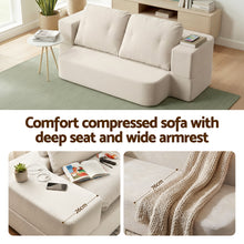 Load image into Gallery viewer, Artiss Convertible Folding Sofa Bed 30D High - Density Foam Boneless Couch with Corduroy Sleeper Couch Lounger for Living Room Beign - The White Mall
