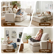 Load image into Gallery viewer, Artiss Convertible Folding Sofa Bed 30D High - Density Foam Boneless Couch with Corduroy Sleeper Couch Lounger for Living Room Beign - The White Mall
