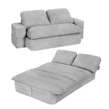 Load image into Gallery viewer, Artiss Convertible Folding Sofa Bed 30D High - Density Foam Boneless Couch with Corduroy Sleeper Couch Lounger for Living Room Grey - The White Mall
