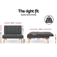 Load image into Gallery viewer, Artiss Sofa Bed Lounge Chair Couch 1 Seater Recliner Futon Bed Set Linen Grey - The White Mall

