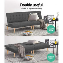 Load image into Gallery viewer, Artiss Sofa Bed Lounge Chair Couch 1 Seater Recliner Futon Bed Set Linen Grey - The White Mall
