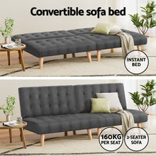 Load image into Gallery viewer, Artiss 2x Sofa Bed Couch Single Seater Fabric Grey - The White Mall
